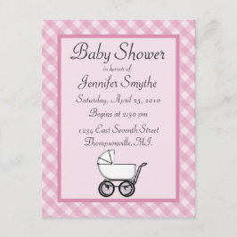 Convites para Bebês De Gingham Rosa