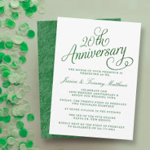 Convites para Bodas de Esmeralda de 20 Anos