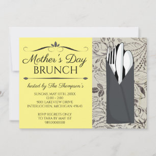 Convites para Brunch de dia de as mães (Amarelo)