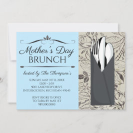 Convites para Brunch de dia de as mães (Azul)