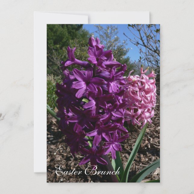 Convites para Brunch de Páscoa de Flor Roxo (Frente)