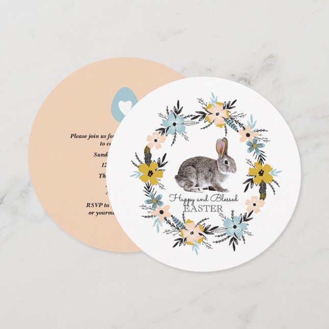 Convites para Brunch de Páscoa Personalizada de Co (Frente/Verso)