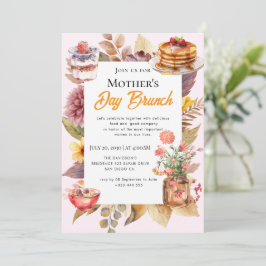 Convites para Brunch do Dia das Mães com tema de f