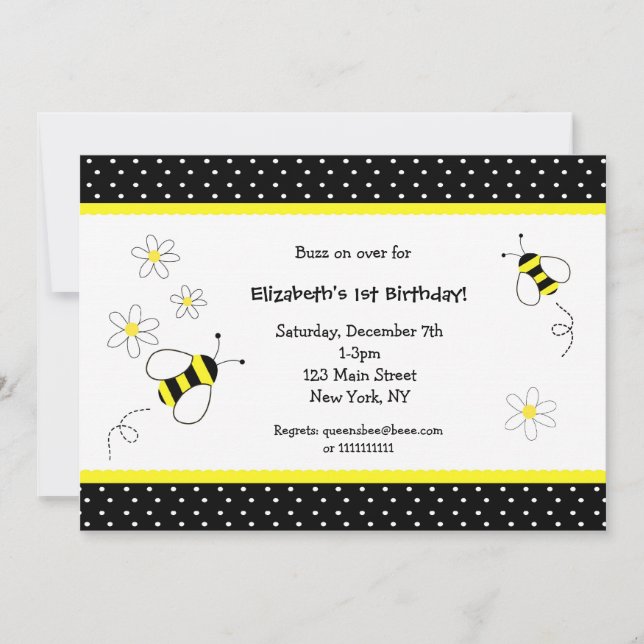Convites para Bumble Bee Birthday (Frente)