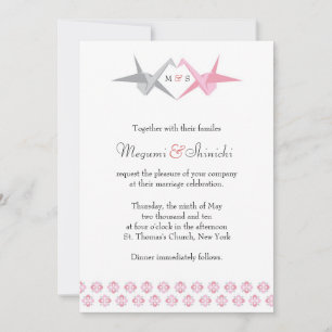 Convites Para Carrie: Casamento De Origami Cranes (Rosa E P