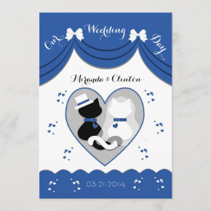 Convites para Casais de Casamento de Gato Azul