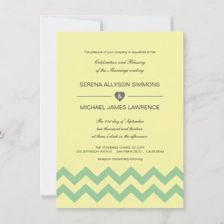 Convites para Casamento Amarelo e Aqua Chevron