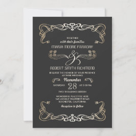 Convites para Casamento Art Deco Dourado
