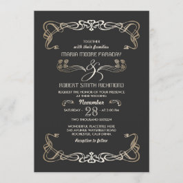 Convites para Casamento Art Deco Dourado