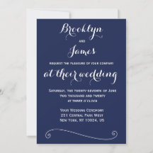 Convites para Casamento Azul de Marinho Elegante