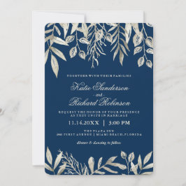 Convites para Casamento Azul de Prata e Marinho