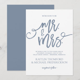 Convites para Casamento Azul Dusty   Esboço de pin