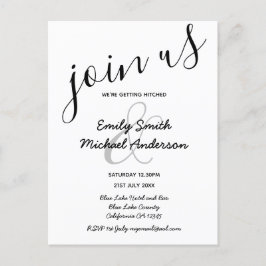 Convites para Casamento Branca Preto Moderno Premi