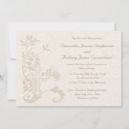 Convites para Casamento Branco Floreado pela Cruz 