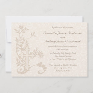 Convites para Casamento Branco Floreado pela Cruz 