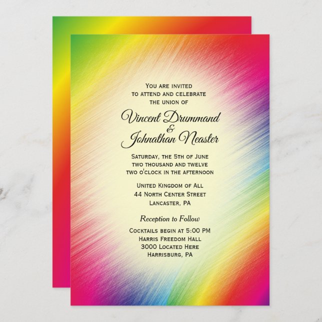Convites para Casamento Bright Rainbow (Frente/Verso)