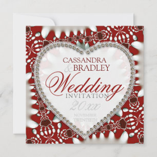 Convites para Casamento Cardíaco de Satin Batik Br