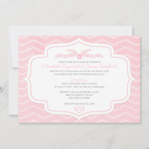 Convites para Casamento Chevron Rosa