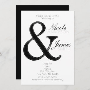 Convites para Casamento Chic em Ampersand Preto e