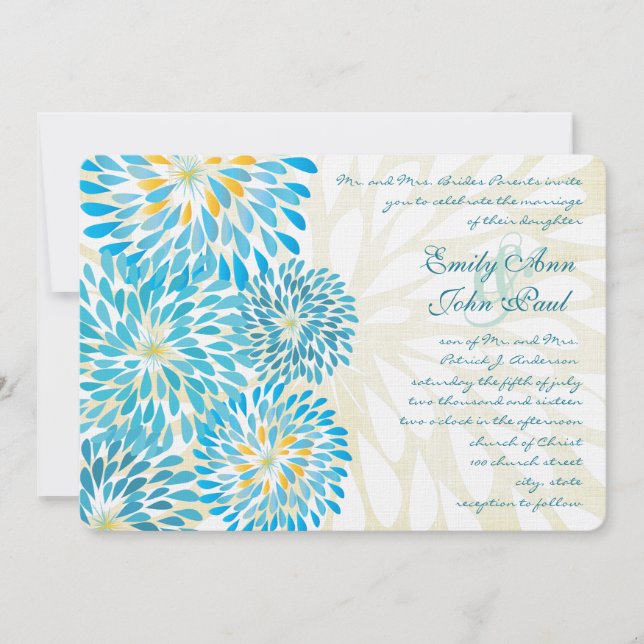 Convites para Casamento Clorítemo Floral Moderno (Frente)