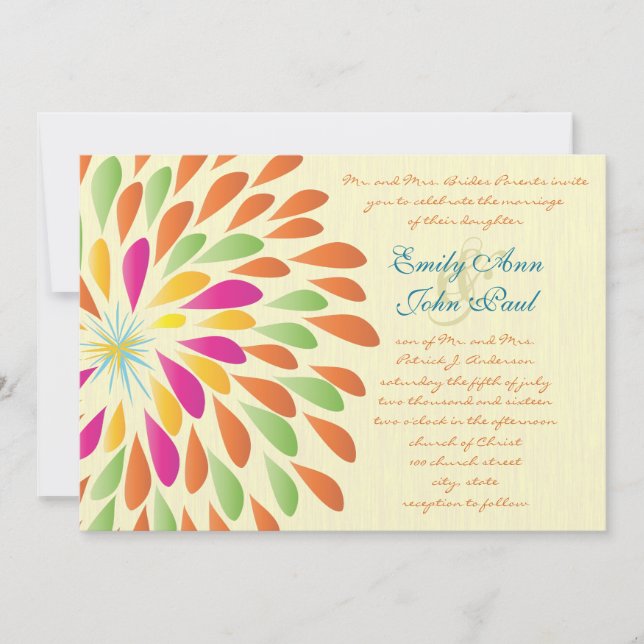 Convites para Casamento Clorítemo Floral Moderno (Frente)