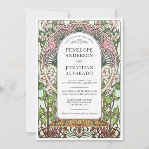 Convites para Casamento Coloridos Art Nouveau (Con