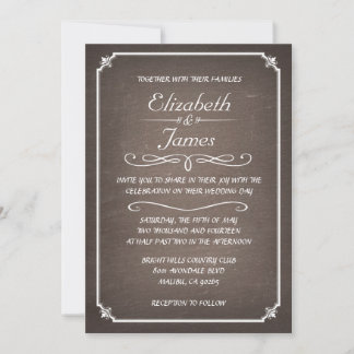 Convites para Casamento com Chalkboard Brown Vinta