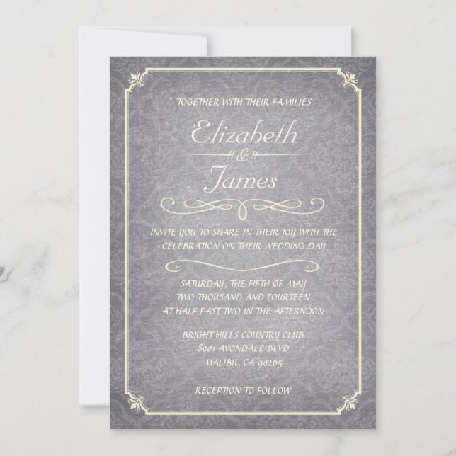 Convites para Casamento com Chalkboard de Prata Da (Frente)