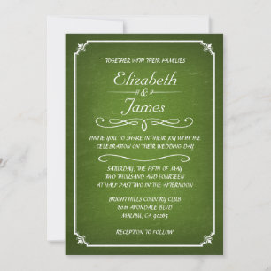 Convites para Casamento com Chalkboard Verde limã