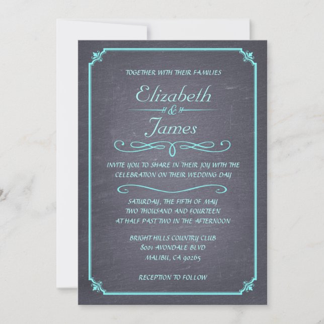 Convites para Casamento com Chalkboard Vintage (Frente)