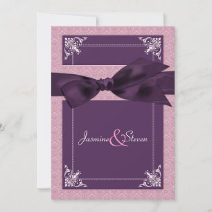 Convites para Casamento com Damask Plum Elegante