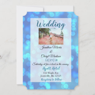 Convites para casamento com fotos de Bokeh azul
