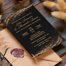 Convites para Casamento com Glitter Preto e Dourad