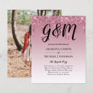 Convites para Casamento com Luminosas Rosa BUDGET