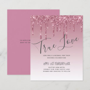 Convites para Casamento com Luminosas Rosa BUDGET