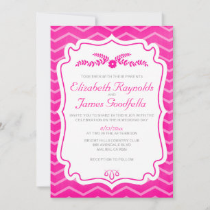 Convites para Casamento com Stripes de Chevron Ros