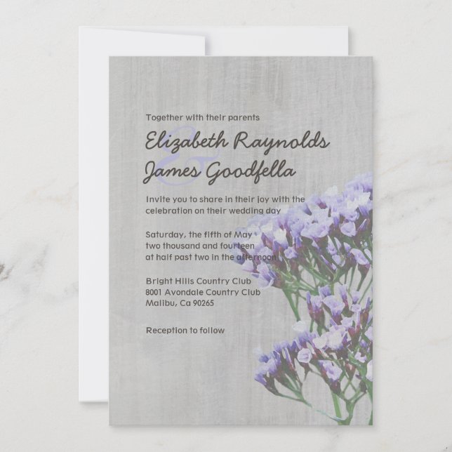 Convites para Casamento com Vintage Limonium (Frente)