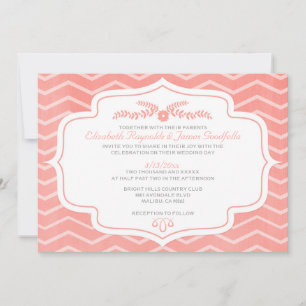 Convites para Casamento Coral Chevron
