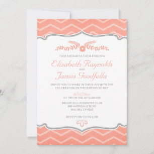 Convites para Casamento Coral Zigzag