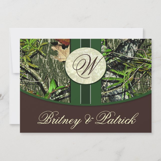 Convites para Casamento da Camo Verde Brown & Hunt (Frente)