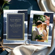 Convites para Casamento de abstrato | Azul-Fotográ