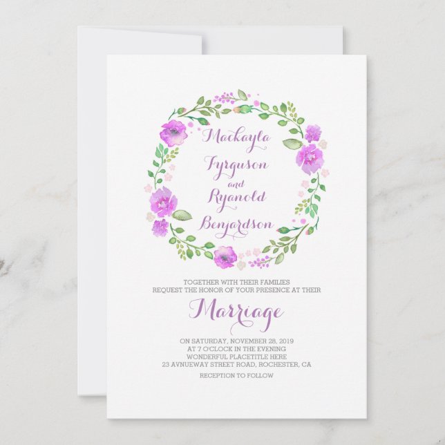 convites para casamento de água-color floral (Frente)