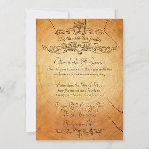 Convites para Casamento de Anéis de Árvore Vinta