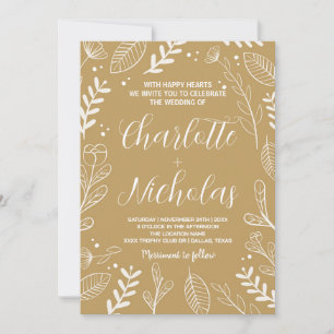 Convites para Casamento de Arte ouro