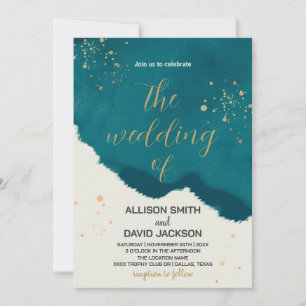Convites para Casamento de Arte Verde ouro