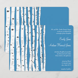 Convites para Casamento de Árvore de Birch Azul Re
