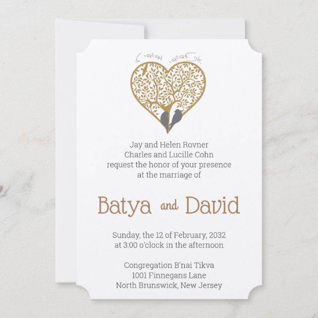 Convites para Casamento de Árvore de Corações (Frente)