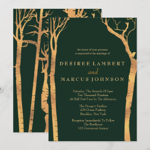 Convites para Casamento de Árvores Douradas