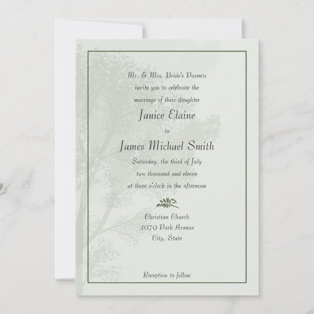 Convites para Casamento de Árvores Verdes (Frente)