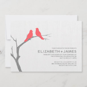 Convites para Casamento de Aves Vermelhas